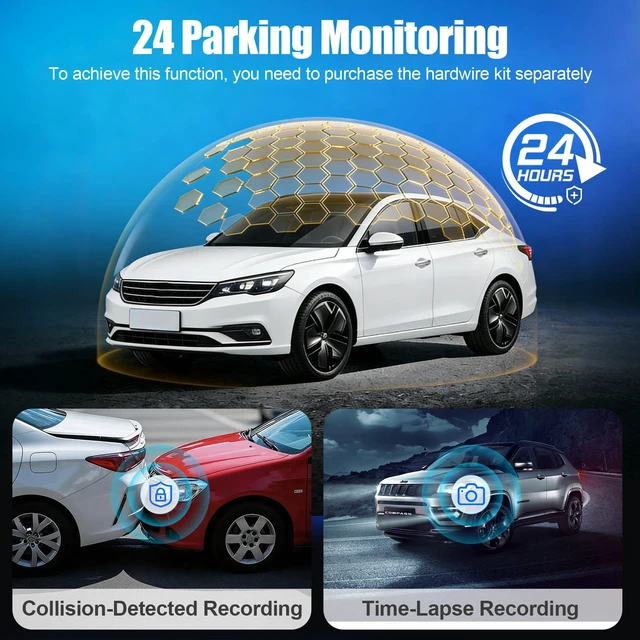 Alt view image 4 of 7 - 4K Dash Cam Front and Rear, Dual Car Dash Camera with 5.8GHz WiFi & GPS, Dash Cam with 3.59" IPS Display, IR Night Vision, 24H Parking Monitor, G-Sensor, Seamless Loop Recording, 64GB SD Card Included
