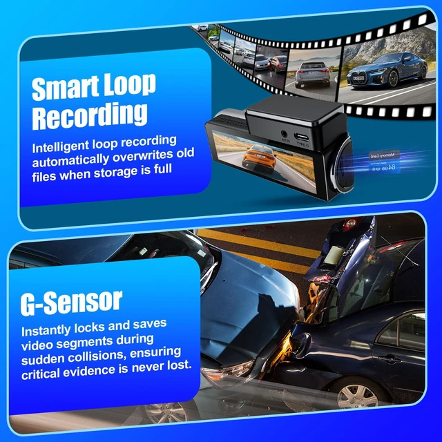 Alt view image 5 of 7 - 4K Dash Cam Front and Rear, Dual Car Dash Camera with 5.8GHz WiFi & GPS, Dash Cam with 3.59" IPS Display, IR Night Vision, 24H Parking Monitor, G-Sensor, Seamless Loop Recording, 64GB SD Card Included