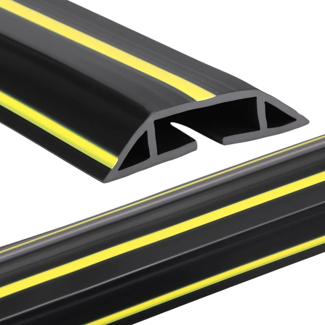 Main image of 30 FT Floor Cable Cover Heavy Duty Cord Cover Protector Power Cable Protector Soft Extension, Organize and Protect Wire on Floor for Home Office or Outdoor Settings (Black, Yellow)