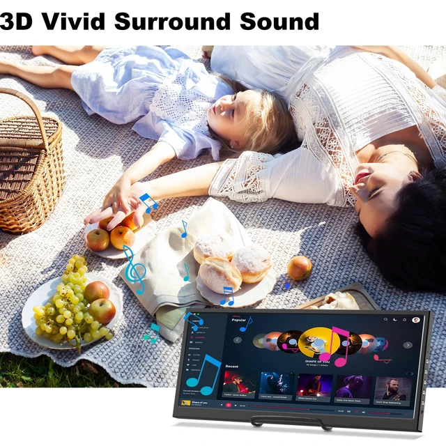 Alt view image 5 of 7 - 12.3 Inch Secondary Monitor, IPS Stretched Bar LCD Travel Display 1920 * 720 HDMI USBC, Mini Portable Monitor Metal Material for Laptop Computer Windows Aida64 GPU CPU RAM Monitoring,Built-in Speaker