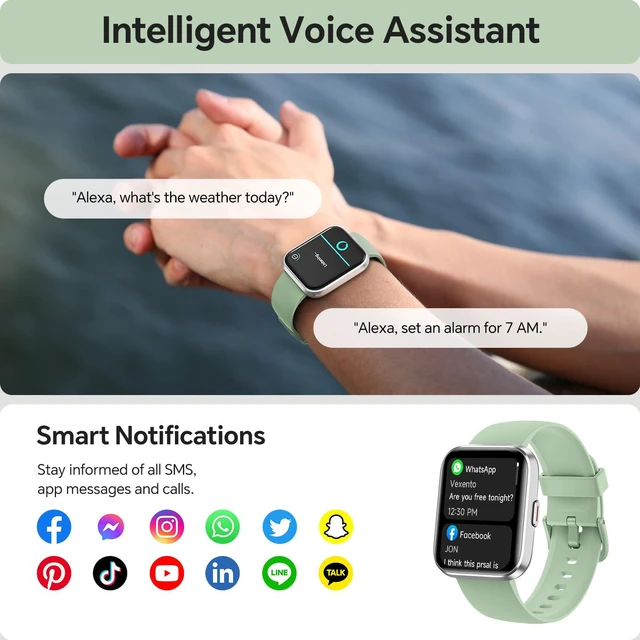 Alt view image 3 of 7 - Smart Watches for Women Men, 1.85" Smart Watch Compatible iPhone/Samsung/Android (Answer/Make), Fitness Tracker Watch with Heart Rate/Sleep Monitor, Smartwatch 3ATM Waterproof 120+ Sport Modes, Alexa