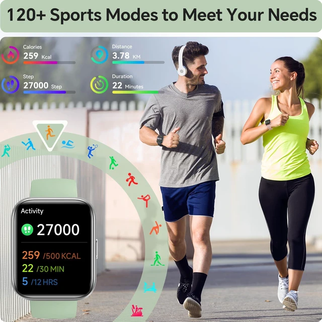 Alt view image 6 of 7 - Smart Watches for Women Men, 1.85" Smart Watch Compatible iPhone/Samsung/Android (Answer/Make), Fitness Tracker Watch with Heart Rate/Sleep Monitor, Smartwatch 3ATM Waterproof 120+ Sport Modes, Alexa