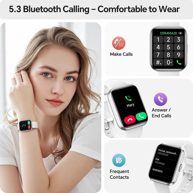 Alt view image 2 of 7 - Smart Watches for Women, 1.85" HD Smart Watch for Samsung/iPhone/Android, Fitness Tracker with 24/7 Heart Rate/Sleep/SpO2 Monitor, Smartwatch 120+ Sports Modes 3ATM Waterproof (White, 1.85)