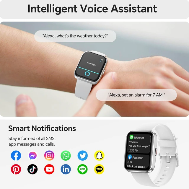 Alt view image 3 of 7 - Smart Watches for Women, 1.85" HD Smart Watch for Samsung/iPhone/Android, Fitness Tracker with 24/7 Heart Rate/Sleep/SpO2 Monitor, Smartwatch 120+ Sports Modes 3ATM Waterproof (White, 1.85)