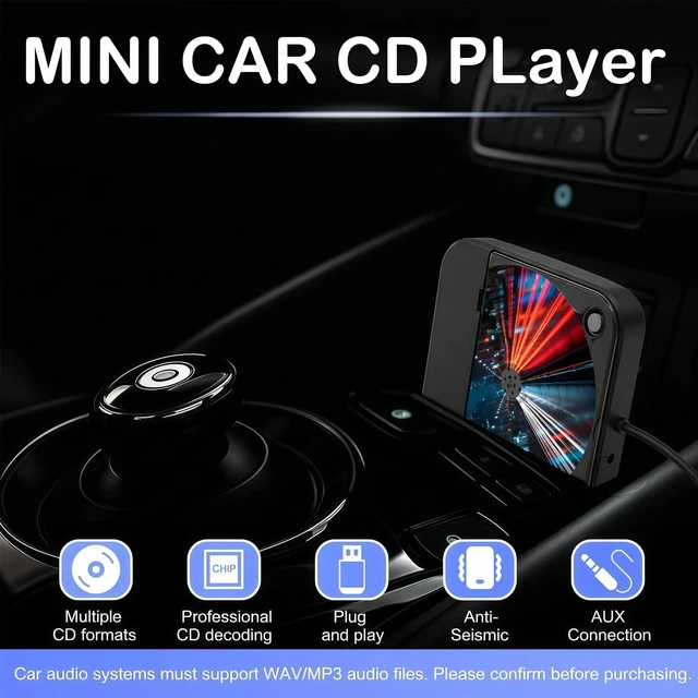 Alt view image 5 of 7 - External Portable CD Player for Car, Plug and Play Car CD Player with USB Port AUX Port, Universal USB Player for Vehicle, Laptop, TV, Computer, for Android 4.4 and Above Navigation