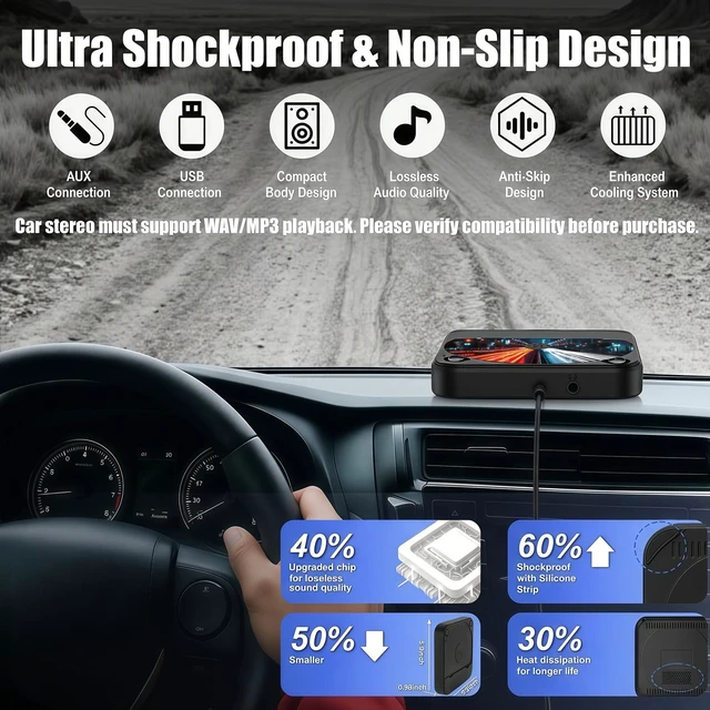 Alt view image 6 of 7 - External Portable CD Player for Car, Plug and Play Car CD Player with USB Port AUX Port, Universal USB Player for Vehicle, Laptop, TV, Computer, for Android 4.4 and Above Navigation