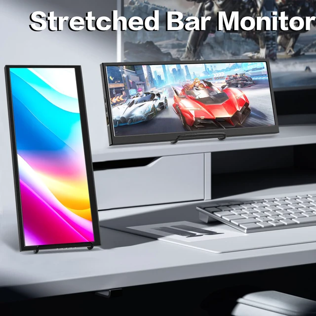 Alt view image 4 of 7 - 12.3 Inch Secondary Monitor, IPS Stretched Bar LCD Travel Display 1920 * 720 HDMI USBC, Mini Portable Monitor Metal Material for Laptop Computer Windows Aida64 GPU CPU RAM Monitoring,Built-in Speaker
