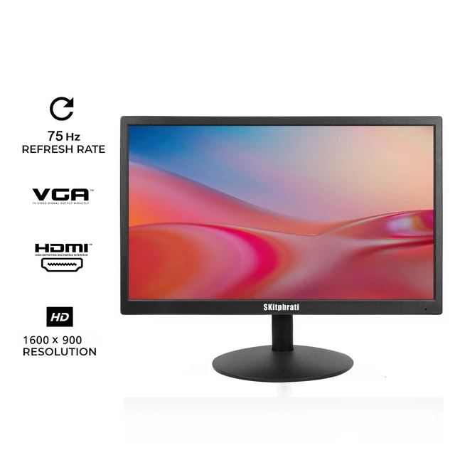 Alt view image 2 of 7 - 20" PC Monitor 1600x900 75Hz 5MS HDMI Monitor LED Viewing Angle 95° (Horizontal) with HDMI VGA Input, 76% sRGB, VESA Wall Mount, TN Panel, Black