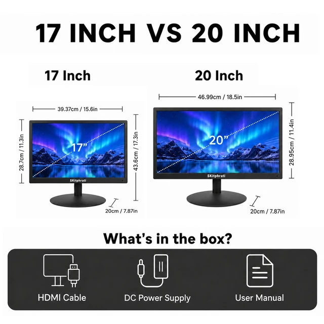 Alt view image 7 of 7 - 20" PC Monitor 1600x900 75Hz 5MS HDMI Monitor LED Viewing Angle 95° (Horizontal) with HDMI VGA Input, 76% sRGB, VESA Wall Mount, TN Panel, Black