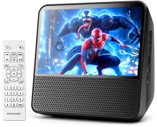 Main image of 9.8" Portable DVD Player, 7" 1024x600, DVD & CD, Bluetooth 5.1 & 4000mAh Bluetooth 5.1 TX & RX, compact, family car travel home, 3-5 hour playback, USB/AUX, plays DVD/CD, AV to TV, resume playback