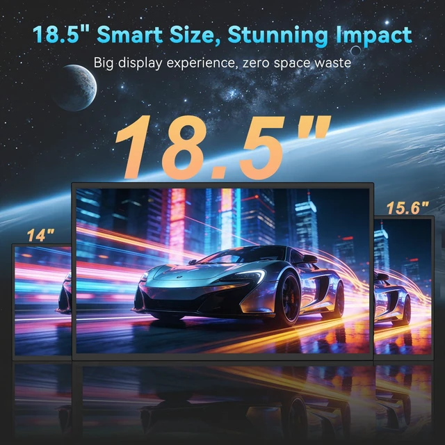 Alt view image 2 of 7 - 18.5 Inch Large Portable Monitor for Laptop,Display,120Hz,1080P FHD IPS Portable Travel Second Screen Display for/Phone/Xbox PS4/5, 125% sRGB, Dual Speakers