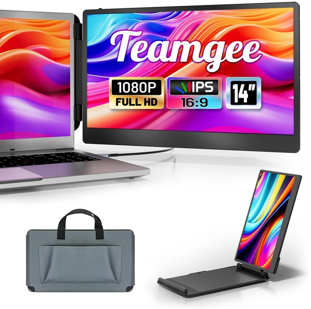 Main image of Laptop Screen Extender, 14" IPS 1080 FHD Portable Monitor Built-in Speakers & Kickstand, Compatible with Mac Windows Android Dex Harmony, Fits 13"-17" Laptops