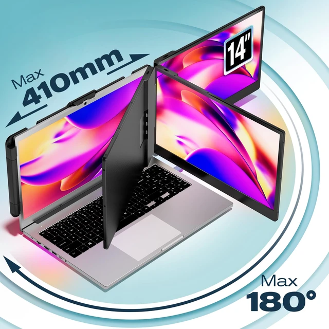 Alt view image 4 of 7 - Laptop Screen Extender, 14" IPS 1080 FHD Portable Monitor Built-in Speakers & Kickstand, Compatible with Mac Windows Android Dex Harmony, Fits 13"-17" Laptops