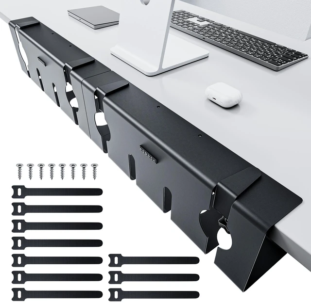 Main image of No Drill Under Desk Cable Management Tray, 17'' Wire Management, Punch-Free Clamp on, Metal Cable Tray, Wire Organizer Under Desk, Under Desk Basket for Office and Home, Black(2 Packs)