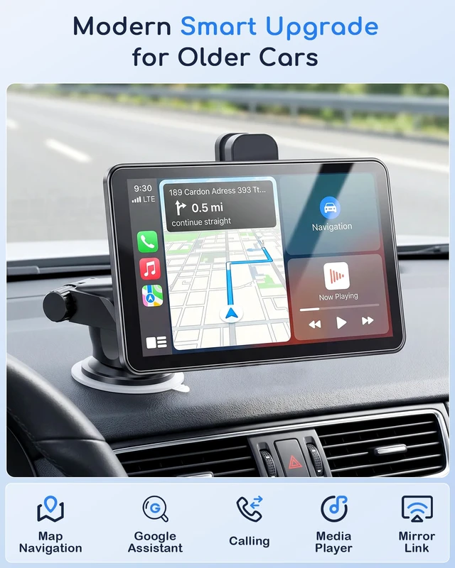Alt view image 6 of 7 - Plug & Play Wireless Carplay Dash Cam Support Apple CarPlay & Android Auto 7" Screen with 1080P Night Vision Backup Camera & 2.5K Dash Cam, Voice Control for Maps & Calls, Upgrade for Older Cars