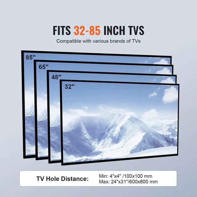 Alt view image 6 of 7 - Swivel TV Stand Mount, Adjustable Floor Stand for 32-85 Inch TVs, Holds Up to 110lbs, Height Adjustable with Tempered Glass Base, Max VESA 400x800mm for Living Room or Bedroom