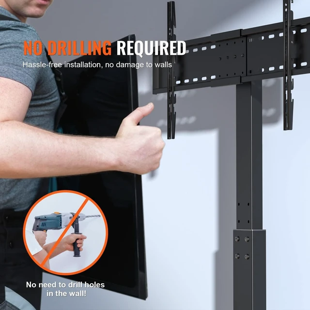 Alt view image 5 of 7 - Swivel TV Stand Mount, Adjustable Floor Stand for 32-85 Inch TVs, Holds Up to 110lbs, Height Adjustable with Tempered Glass Base, Max VESA 400x800mm for Living Room or Bedroom