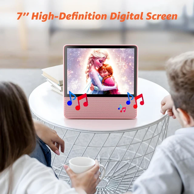 Alt view image 3 of 6 - 9.8" Portable DVD Player, 7" 1024x600, DVD & CD, Bluetooth 5.1 & 4000mAh Bluetooth 5.1 TX & RX, compact, family car travel home, 3-5 hour playback, USB/AUX, plays DVD/CD, AV to TV, resume playback