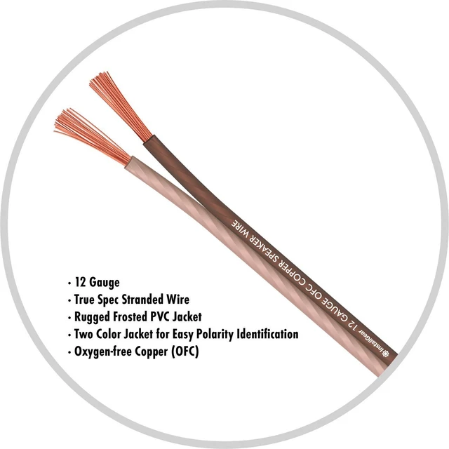 Alt view image 3 of 5 - 12 Gauge Speaker Wire with 12 Banana Plugs (100ft) - 12 AWG Cable 99.9% - Deoxidized Copper - True Spec and Touch Cable - Speaker Wire 12 Gauge
