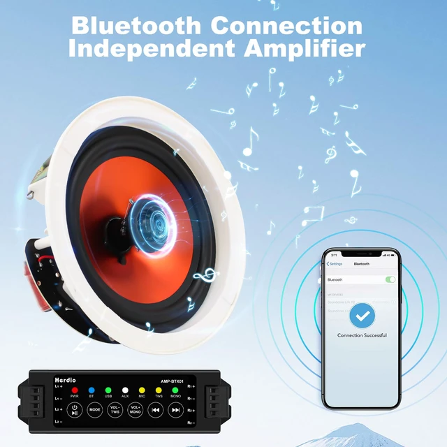 Alt view image 3 of 7 - 4 Inch 480 Watts High Power Bluetooth Ceiling Speakers - 4 Recessed Speakers, Crisp Surround Sound for Home Theater, Bedroom, Kitchen, Office & Covered Patio(2 Paris)