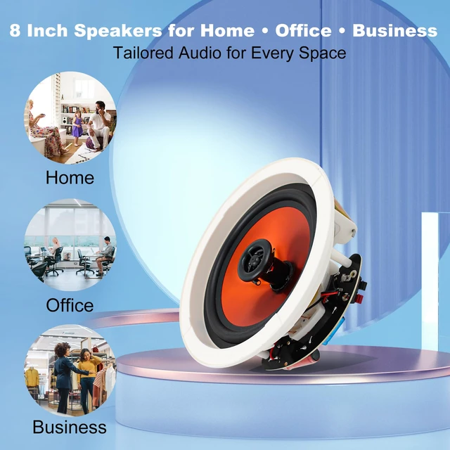 Alt view image 4 of 7 - 4 Inch 480 Watts High Power Bluetooth Ceiling Speakers - 4 Recessed Speakers, Crisp Surround Sound for Home Theater, Bedroom, Kitchen, Office & Covered Patio(2 Paris)