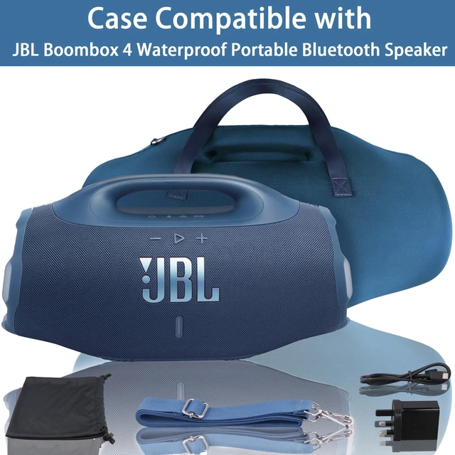 Alt view image 3 of 7 - Hard Case for JBL Boombox 4 Portable Bluetooth Speaker, Blue Velvet Accessory Pouch, Integrated Handle Slot, Cable Organization, Shoulder Strap, Soft Velvet Lining, Secure Carrying