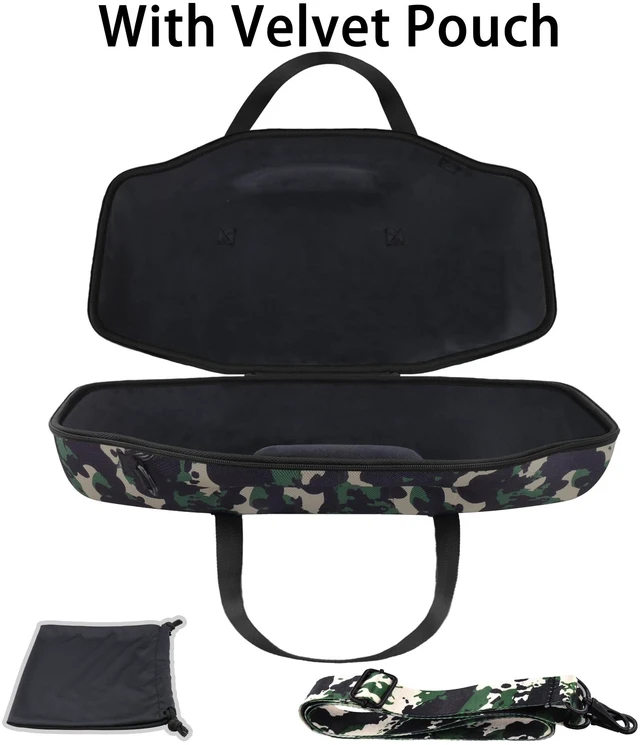 Alt view image 2 of 7 - Hard Case for JBL Boombox 4 Portable Bluetooth Speaker, Camo Velvet Accessory Pouch, Integrated Handle Slot, Cable Organization, Shoulder Strap, Soft Velvet Lining, Secure Carrying