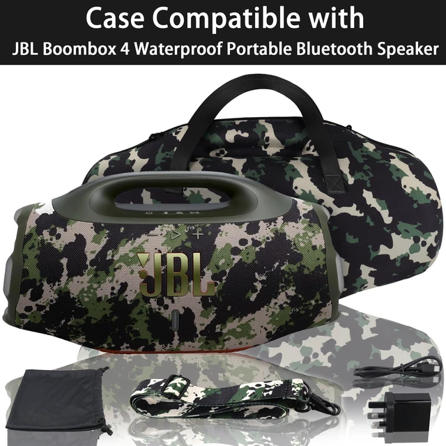 Alt view image 3 of 7 - Hard Case for JBL Boombox 4 Portable Bluetooth Speaker, Camo Velvet Accessory Pouch, Integrated Handle Slot, Cable Organization, Shoulder Strap, Soft Velvet Lining, Secure Carrying