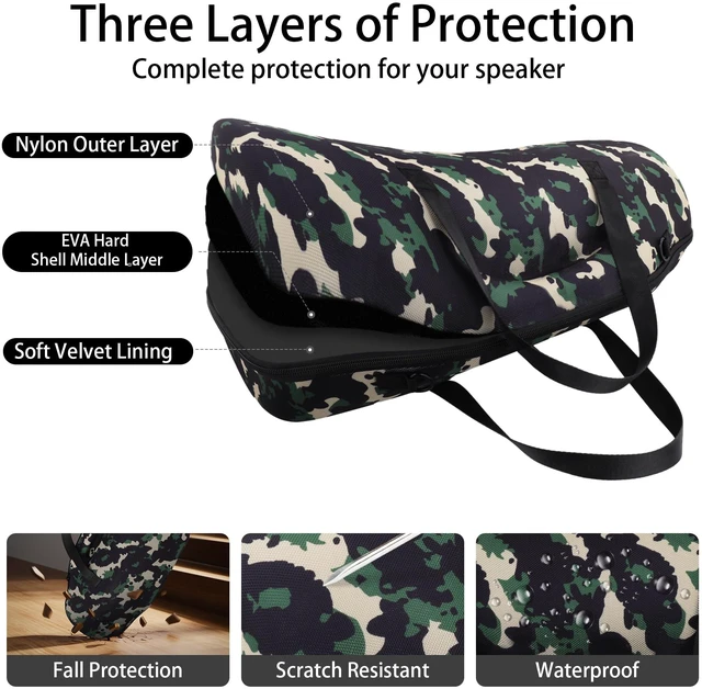 Alt view image 6 of 7 - Hard Case for JBL Boombox 4 Portable Bluetooth Speaker, Camo Velvet Accessory Pouch, Integrated Handle Slot, Cable Organization, Shoulder Strap, Soft Velvet Lining, Secure Carrying