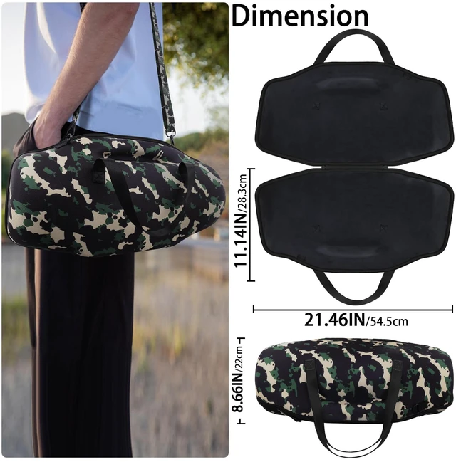 Alt view image 7 of 7 - Hard Case for JBL Boombox 4 Portable Bluetooth Speaker, Camo Velvet Accessory Pouch, Integrated Handle Slot, Cable Organization, Shoulder Strap, Soft Velvet Lining, Secure Carrying