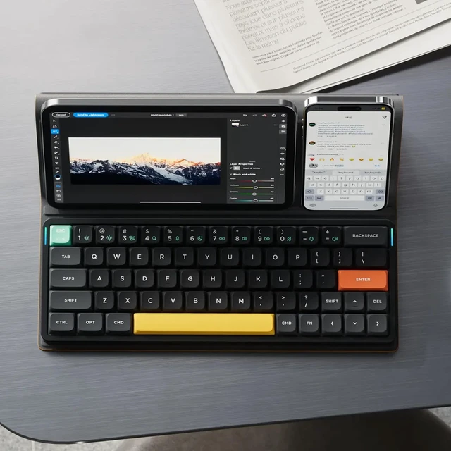 Alt view image 3 of 6 - Air60 V2 Portable Wireless Keyboard 60% Low Profile Mechanical Keyboard Support QMK/VIA Compatible with Windows/mac OS/Linux Supports Bluetooth 5.1/2.4GHz/Wired (USB-C) Gateron Moss Switch