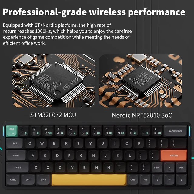 Alt view image 5 of 6 - Air60 V2 Portable Wireless Keyboard 60% Low Profile Mechanical Keyboard Support QMK/VIA Compatible with Windows/mac OS/Linux Supports Bluetooth 5.1/2.4GHz/Wired (USB-C) Gateron Moss Switch