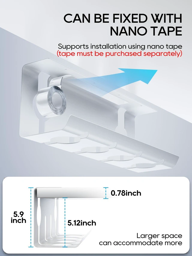 Alt view image 7 of 7 - No Drill Under Desk Cable Management Tray, 17'' Wire Management, Punch-Free Clamp on, Metal Cable Tray, Wire Organizer Under Desk, Under Desk Basket for Office and Home, White(2 Packs)