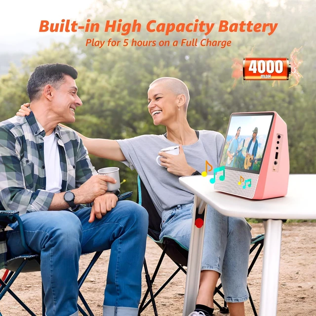 Alt view image 4 of 6 - 9.8" Portable DVD Player, 7" 1024x600, DVD & CD, Bluetooth 5.1 & 4000mAh Bluetooth 5.1 TX & RX, compact, family car travel home, 3-5 hour playback, USB/AUX, plays DVD/CD, AV to TV, resume playback