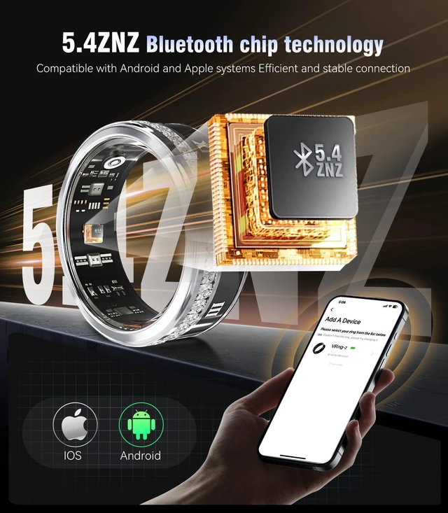 Alt view image 6 of 7 - 10 Gen Diamond Smart Ring and Wireless Charging CaseIndustry Ranking No.1 0 Measurement Error 2026 Smart Ring for Women & Men for Sleep Tracking Wearable Device,Fitness Ring 12#