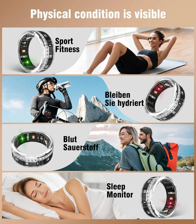 Alt view image 7 of 7 - 10 Gen Diamond Smart Ring and Wireless Charging CaseIndustry Ranking No.1 0 Measurement Error 2026 Smart Ring for Women & Men for Sleep Tracking Wearable Device,Fitness Ring 12#