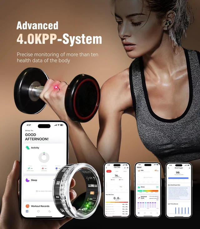 Alt view image 5 of 7 - 10 Gen Diamond Smart Ring and Wireless Charging CaseIndustry Ranking No.1 0 Measurement Error 2026 Smart Ring for Women & Men for Sleep Tracking Wearable Device,Fitness Ring 12#