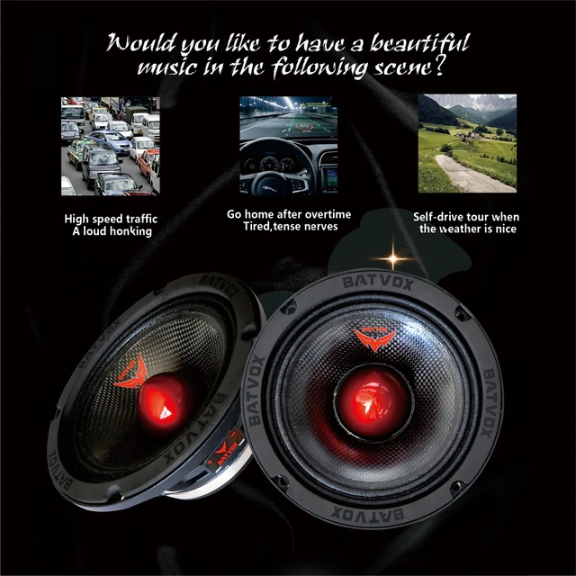 Alt view image 5 of 7 - MX65S1 Midrange Loudspeaker 6.5" Red Bullet, 600W Max, 4 Ohms, Premium Quality Audio Door Speakers for Car or Truck Stereo Sound System, Black (1 Speaker)