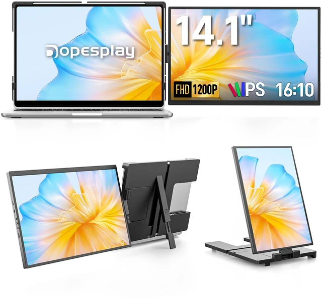 Main image of Laptop Screen Extender, 14" FHD 1200P IPS External Portable Monitor for Laptop, Plug & Play Dual Screen Monitor for 14"-17" Laptops, Compatible with Mac, Wins, Chrome, Android, Dex