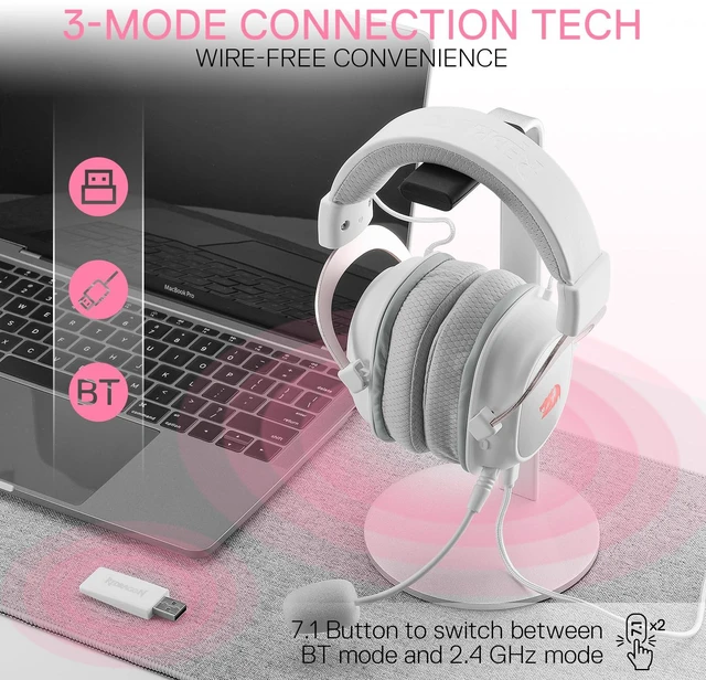 Alt view image 3 of 7 - H510 PRO 3-Mode RGB Gaming Headset - 7.1 Surround Sound - 53MM Audio Drivers in Memory Foam Ear Pads w/Durable Fabric Cover- Multi Platforms Headphone - USB Powered for PC/PS4/NS