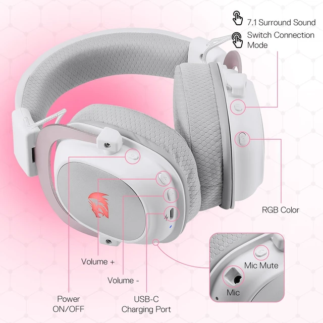 Alt view image 6 of 7 - H510 PRO 3-Mode RGB Gaming Headset - 7.1 Surround Sound - 53MM Audio Drivers in Memory Foam Ear Pads w/Durable Fabric Cover- Multi Platforms Headphone - USB Powered for PC/PS4/NS