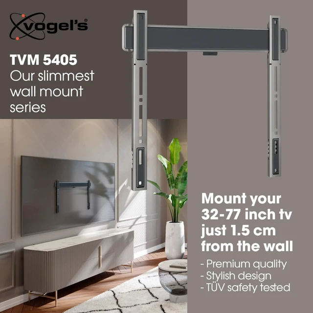 Alt view image 2 of 7 - TVM 5405 Extremely Flat TV wall Bracket for 32-77 inch TVs, Max. 165 lbs, TV Bracket max. VESA 400x400, Universally Compatible, Distance to the wall only 0.59 inch