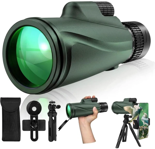 Main image of Monocular Telescope 80 x 100 High Powered Monoculars for Adults with Tripod, Monocular for Smartphone Suitable for Bird Watching Larger Vision Monoculars for Adults with BAK4 Prism & FMC Lens Green
