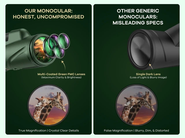 Alt view image 7 of 7 - Monocular Telescope 80 x 100 High Powered Monoculars for Adults with Tripod, Monocular for Smartphone Suitable for Bird Watching Larger Vision Monoculars for Adults with BAK4 Prism & FMC Lens Green