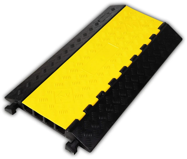 Main image of 1 Pack Rubber Cable Ramp Hose Cable Protector Ramp 4 Channel 22000Lbs Load Capacity Traffic Speed Bump Wires Power Lines Extension Cord Cover for Indoor Outdoor
