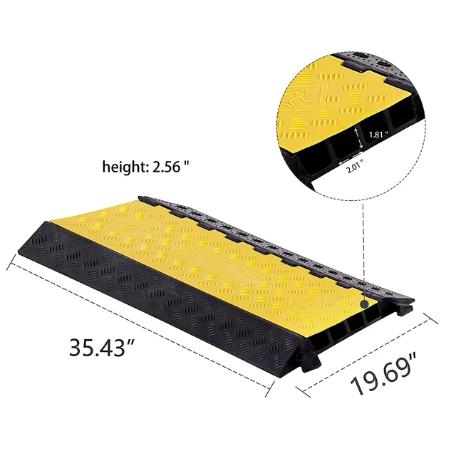 Alt view image 2 of 7 - 1 Pack Rubber Cable Ramp Hose Cable Protector Ramp 4 Channel 22000Lbs Load Capacity Traffic Speed Bump Wires Power Lines Extension Cord Cover for Indoor Outdoor
