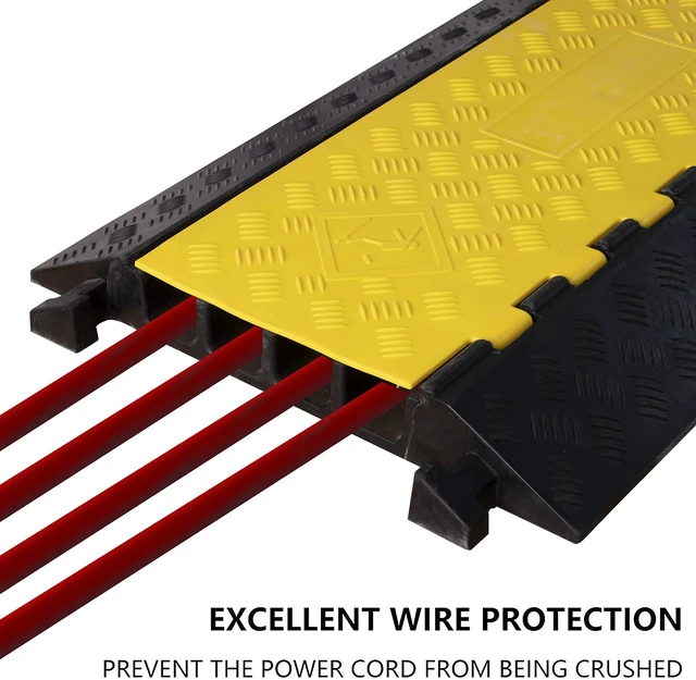Alt view image 3 of 7 - 1 Pack Rubber Cable Ramp Hose Cable Protector Ramp 4 Channel 22000Lbs Load Capacity Traffic Speed Bump Wires Power Lines Extension Cord Cover for Indoor Outdoor