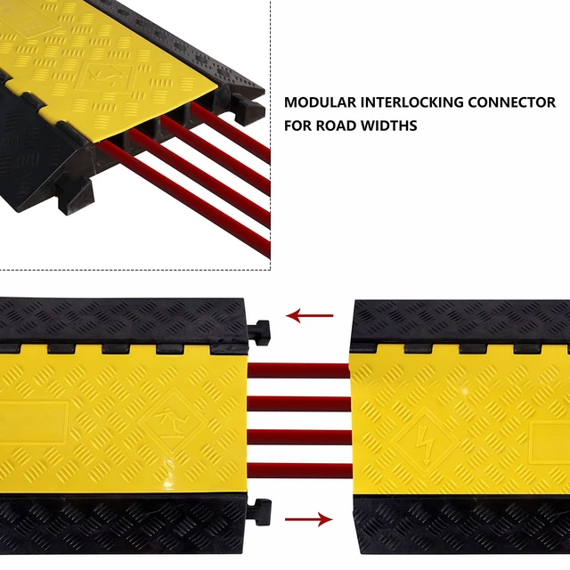 Alt view image 4 of 7 - 1 Pack Rubber Cable Ramp Hose Cable Protector Ramp 4 Channel 22000Lbs Load Capacity Traffic Speed Bump Wires Power Lines Extension Cord Cover for Indoor Outdoor
