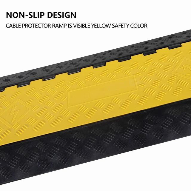 Alt view image 5 of 7 - 1 Pack Rubber Cable Ramp Hose Cable Protector Ramp 4 Channel 22000Lbs Load Capacity Traffic Speed Bump Wires Power Lines Extension Cord Cover for Indoor Outdoor