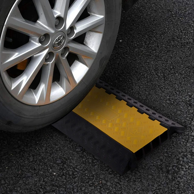 Alt view image 7 of 7 - 1 Pack Rubber Cable Ramp Hose Cable Protector Ramp 4 Channel 22000Lbs Load Capacity Traffic Speed Bump Wires Power Lines Extension Cord Cover for Indoor Outdoor